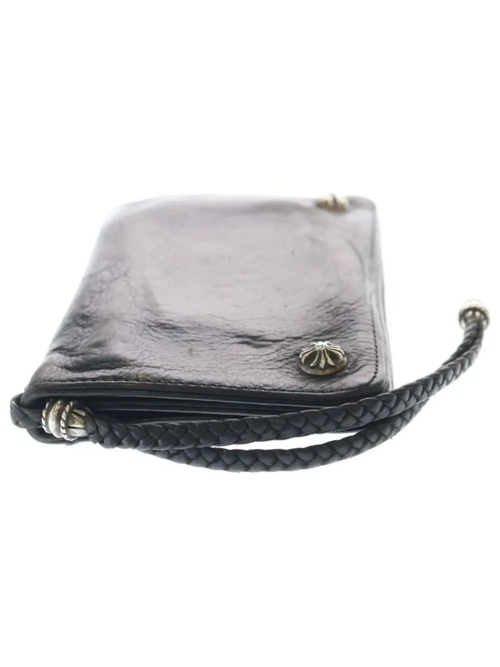Chrome Hearts Cross Ball Button Leather Wallet Black